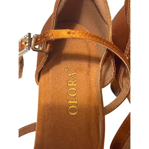 Satin Ballroom Dance Shoes Women Size 8 Rhinestone Buckle Strap OLORA - Picture 3 of 6
